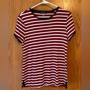 Laila Jayde Red White Blue striped shirt size M / L